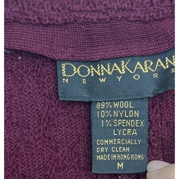 VTG Donna Karan New York Women's Burgundy Wool Blazer Jacket Gold Buttons M - Picture 7 of 7